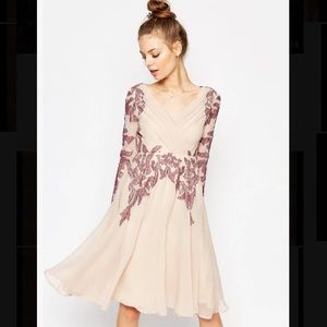 Asos Pleated Lace Midi Dress US 6